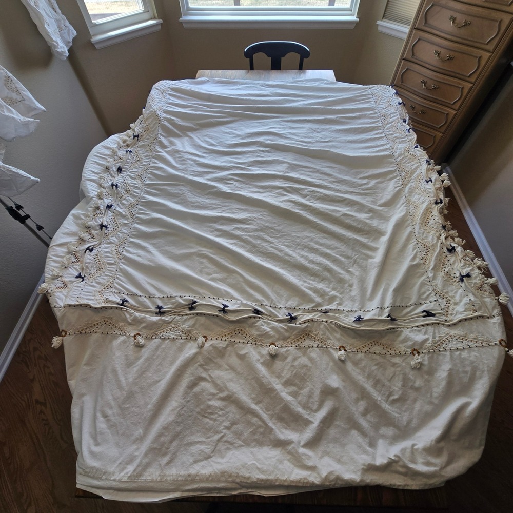 Vineet Bahl Romula for Anthropologie Embroidered Queen Duvet Cover Sham Set READ - Picture 2 of 16